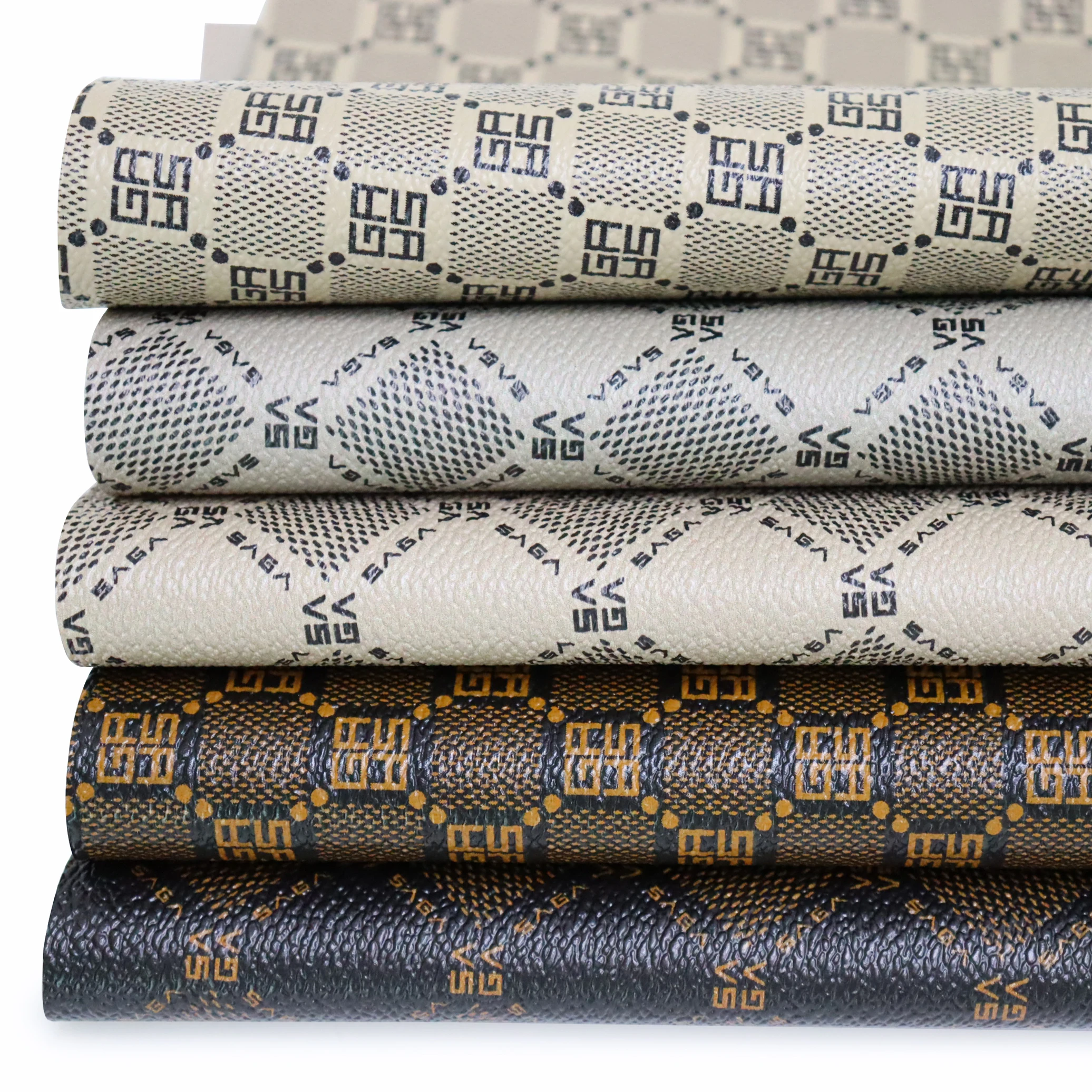 Custom Printed Microfiber Designer Leather Fabric Vegan Leather Rolls Pvc Synthetic Faux Leather