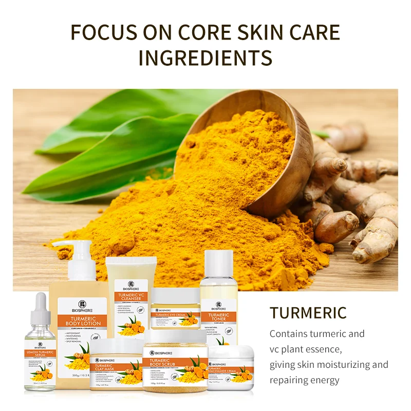 Anti Aging Anti Wrinkle Repair Brightening Skincare Rice Set Vegan Turmeric Lemon Sets Halal Facial Kit Skin Care Set