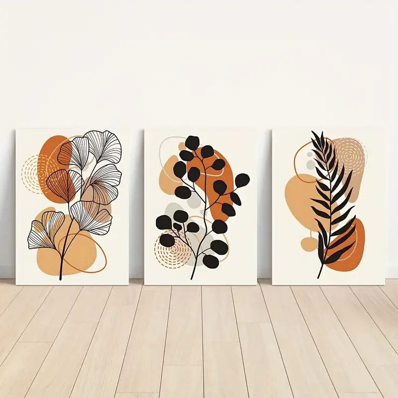 Framed Canvas Poster Bohemian Geometric Floral Line Art Painting Printed Canvas Wall Art Artwork Wall Painting For Gift