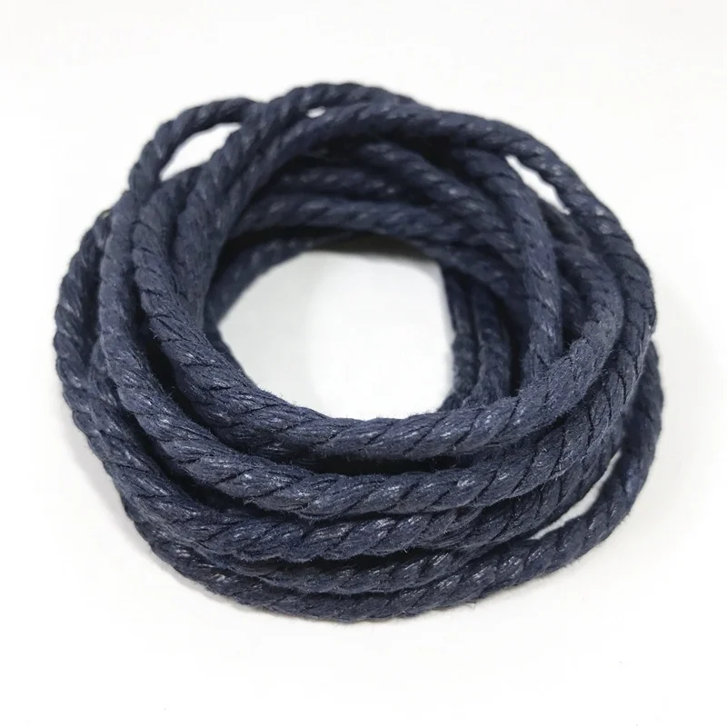 High quality round thick waxed cotton twist walking waxed shoelaces