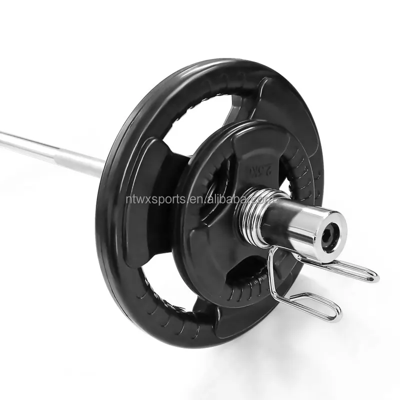 Fitness Power Barbell Exercises Weightlifting Plate For Sale Tri-Grip Rubber Coated Iron Weight Training Plates