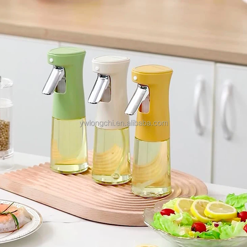 2023 Newest Kitchen Accessory Sauce Oil Dispenser Glass Storage Bottle Jar with Sprayer Plastic Oil Sprayer