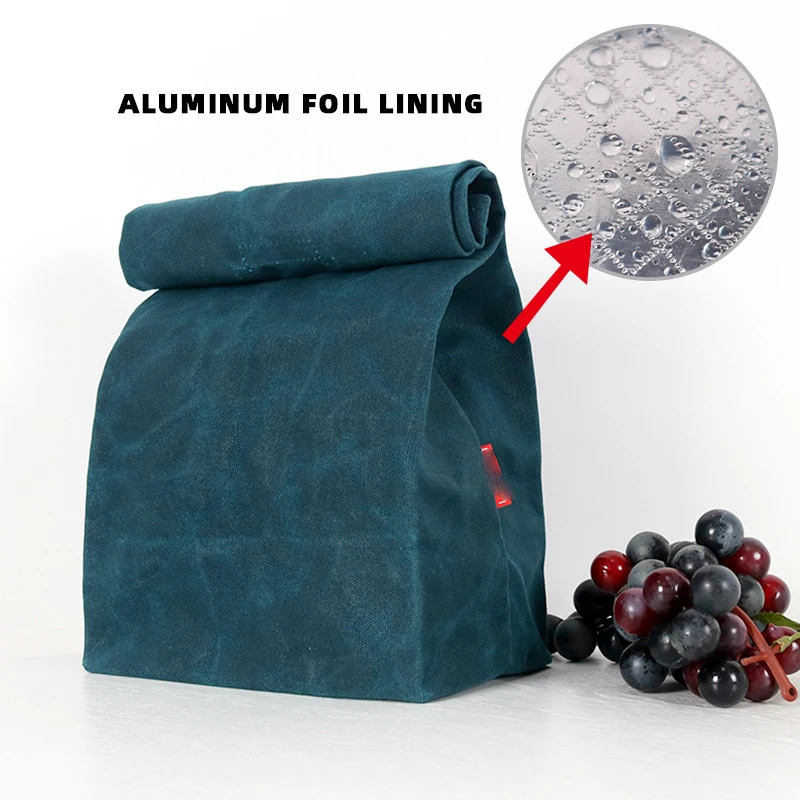 Hot Selling Adult Canvas School Lunch Bag Insulated Roll Top Kraft Custom Biodegradable Waterproof Thermal Cooler Bag for Women