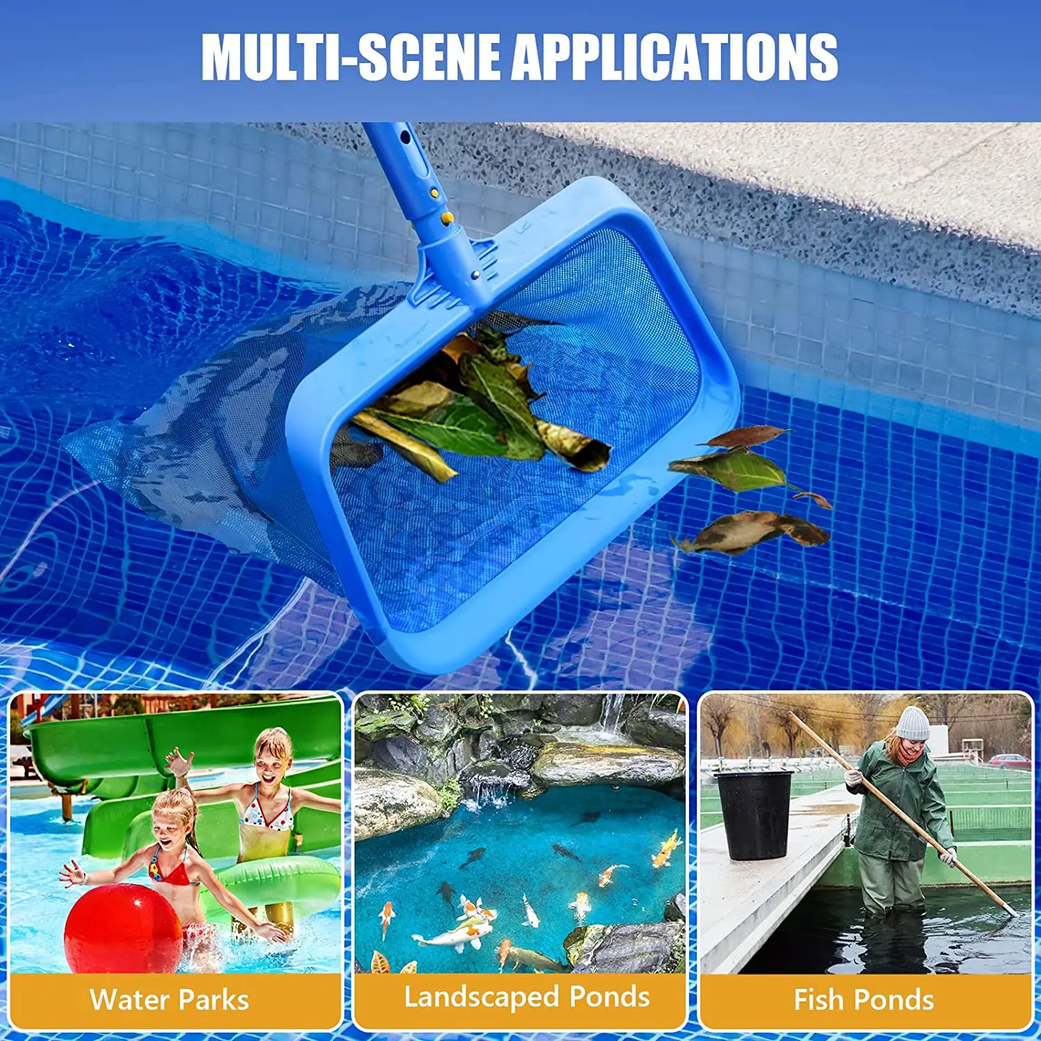 Pool Scoop Net for Cleaning Easy Leaf Scoop and Debris Removal Pool Leaf Net Strong Frame Pool Skimmer Net