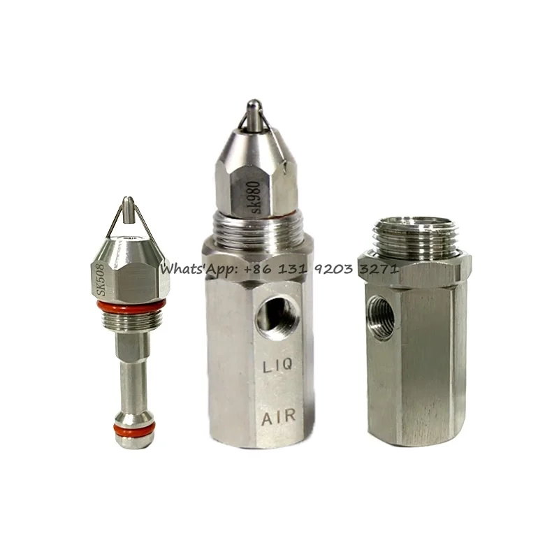 Stainless Steel Ultrasonic Air Atomizing Nozzle Dry Fog Fine Mist Nozzle Air Atomizer Water Air Mixing Dust Removal Spray Nozzle