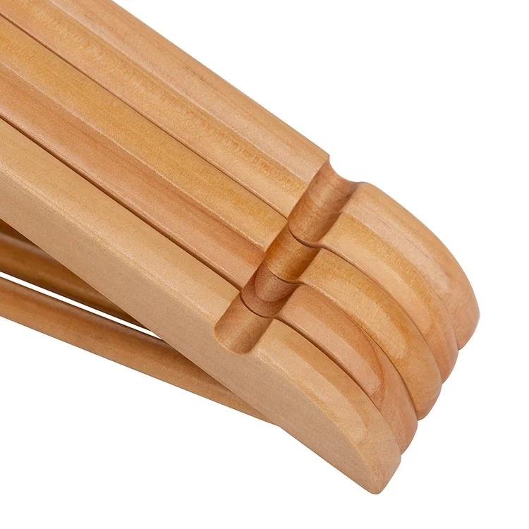 Wooden Hanger Supplier Custom 6pcs Set Pink Wooden Cloths Hanger with Retail Packaging