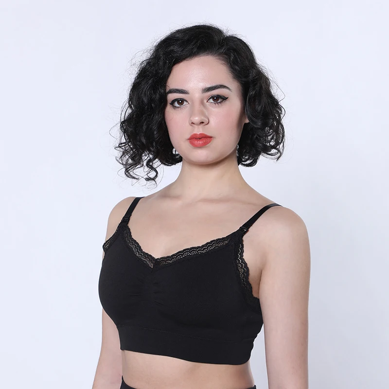 
Hot Selling Back Clasp Adjustable Straps Maternity Sports Bra Nursing Lace Feeding Bra 