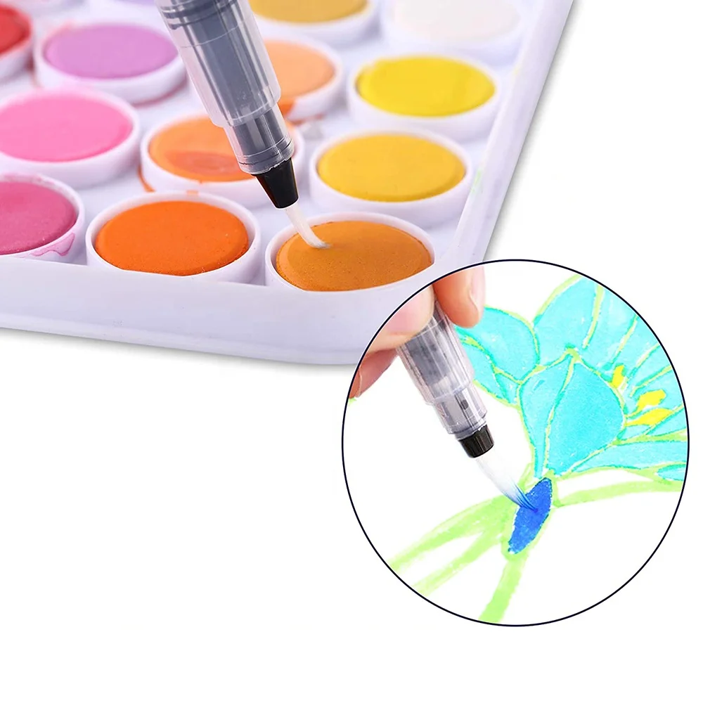 21109 3 Piece Water Color Brush Pen Set Watercolor Paint Pens for Painting Markers