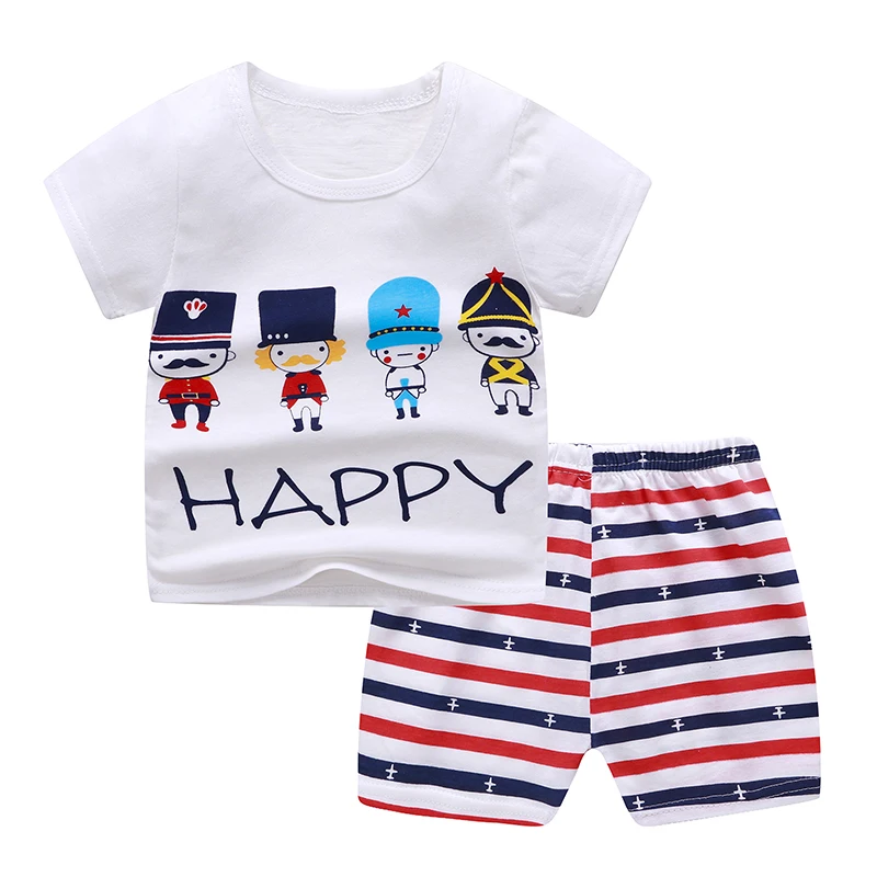 Boys Clothings Sets  Kids boutique 2 Pcs Pure Cotton Short Sleeve Children Clothes Suit Summer Baby Clothings
