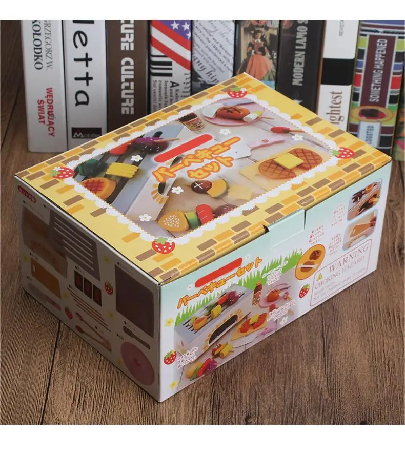 Factory Direct Wooden BBQ Kitchen Toy Sets Pretend Play Kids Cooking Educational Toys