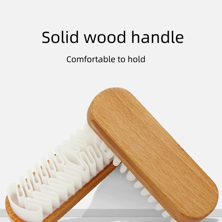 Multifunctional polishing leather rubber suede care cleaning sports shoes nubuck brush wooden handle brush for shoes