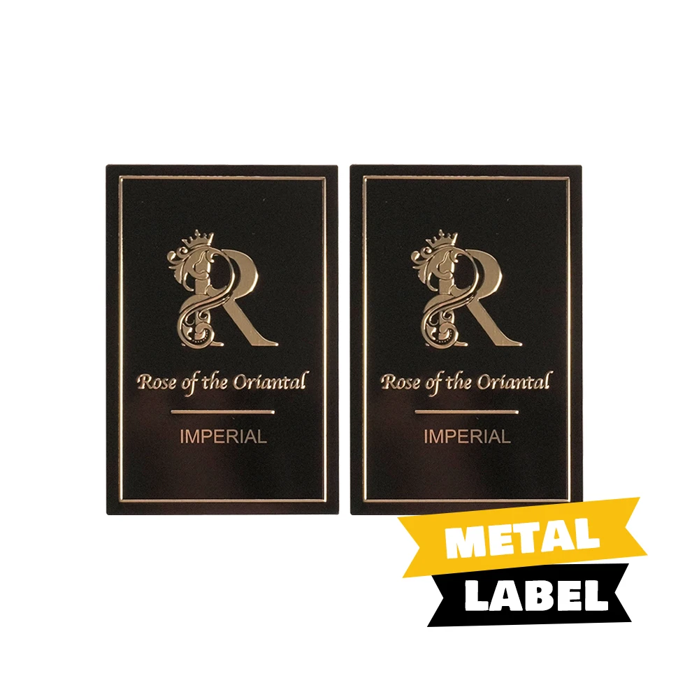 Изготовленная на заказ алюминиевая металлическая наклейка с логотипом Oem Private Label роскошный дизайн тисненая Золотая свеча парфюмерная этикетка