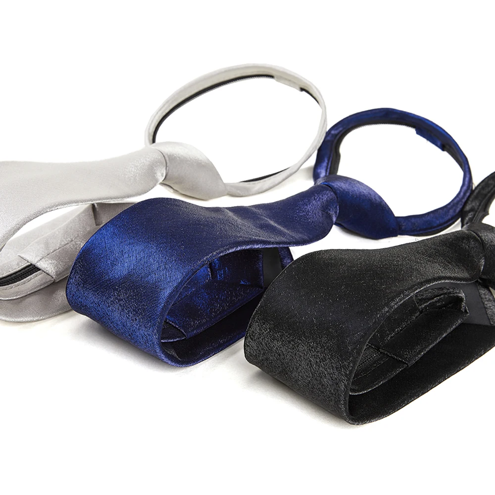 Custom Factory Good Quality Solid Colors Lazy Mens Boys Adjustable Zipper Ties for Workwear Self Tied Easy Up Zip Tie