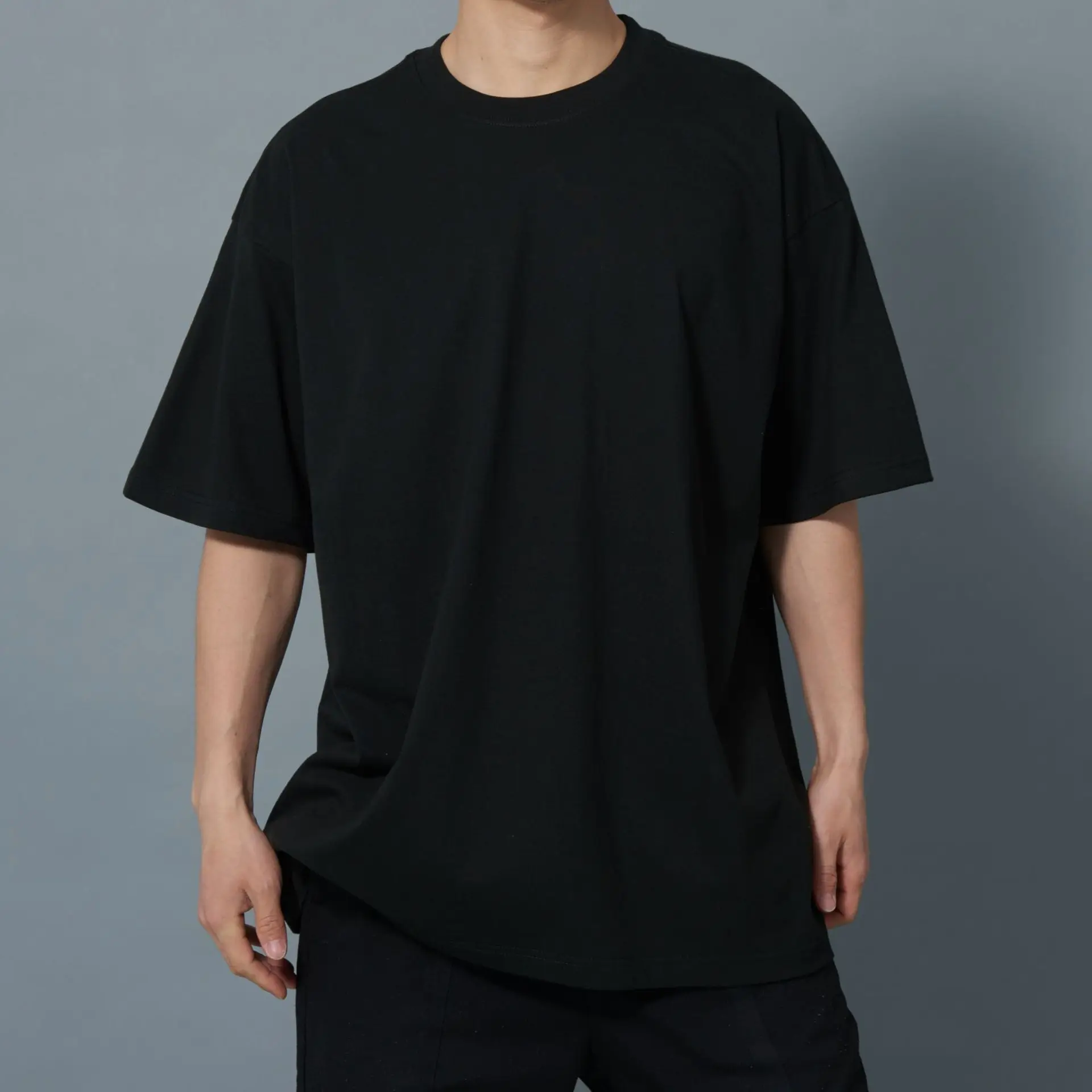 230g Dropped Shoulder T-shirtLoose Type Street Hip Hop Fashion Half Sleeve Unisex Cotton T-shirt