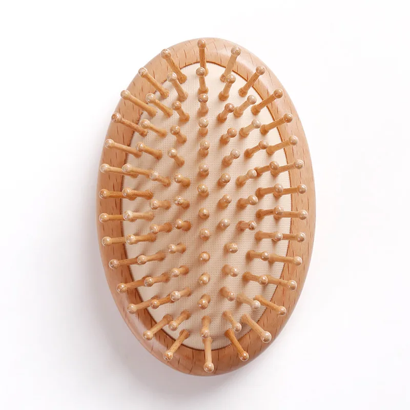 Portable oval wooden mini hair brush travel pocket hairbrush custom logo