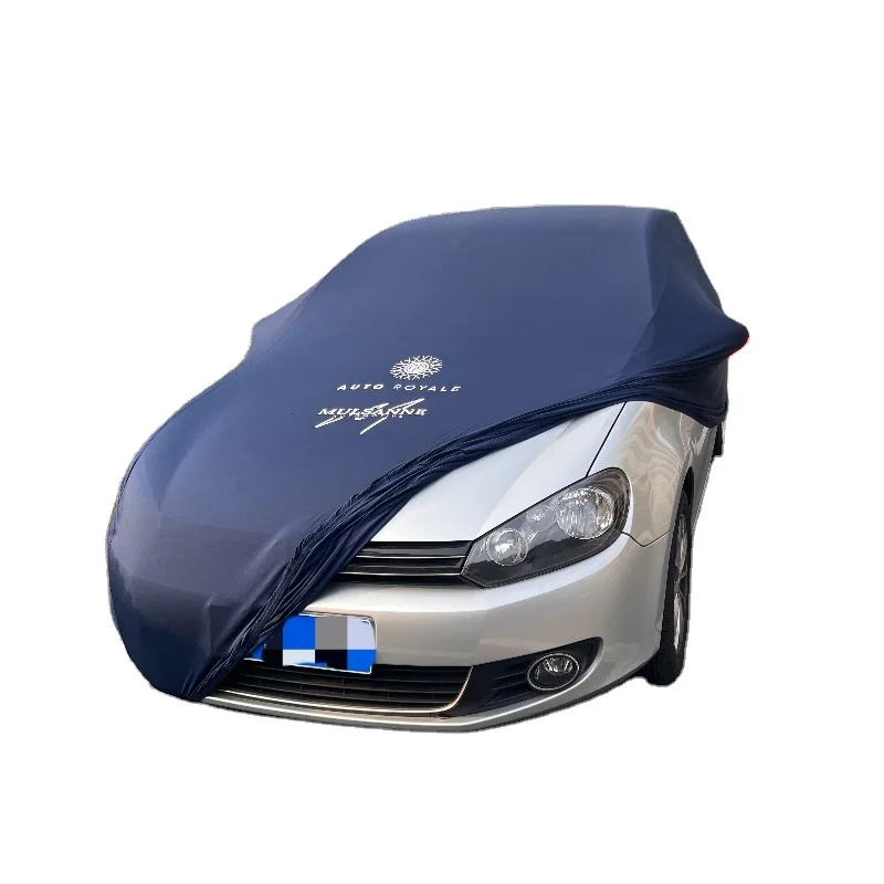 Custom Soft Fleece Breathable Spandex Car Cover Blue Indoor Car Cover Sheets Anti Dust Full Body Indoor Car Cover
