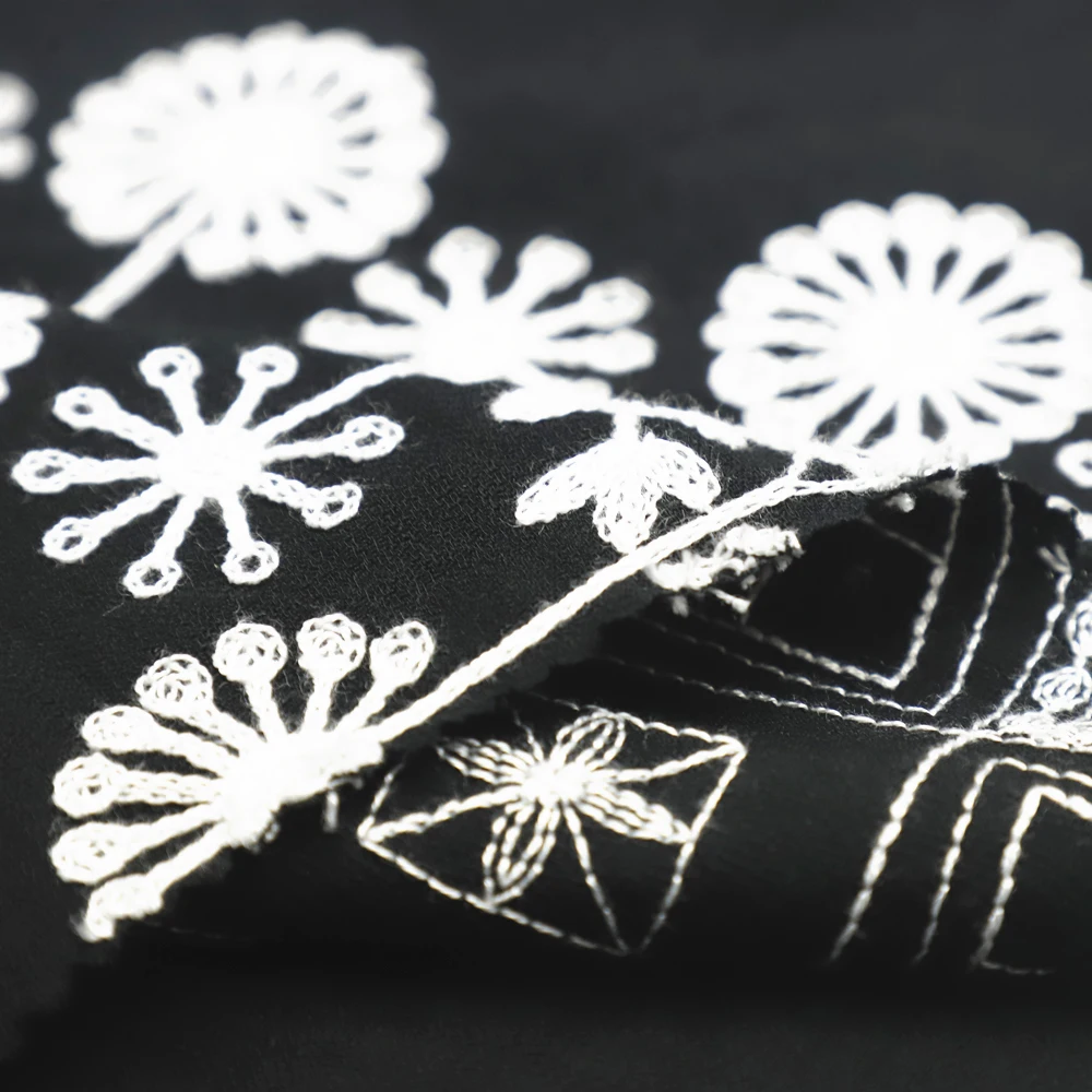 Eurpo Style Dyed Super Fashion Top Selling Crespo Embroidery Woven Fabric For Lady Garment