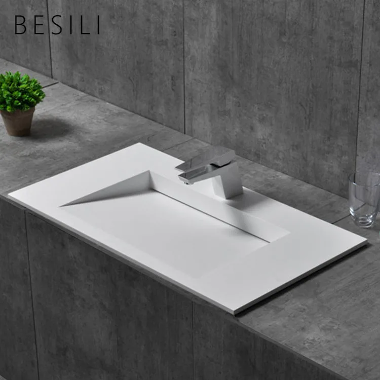 Bathroom hand wash basin solid surface stone sanitary ware white sinks