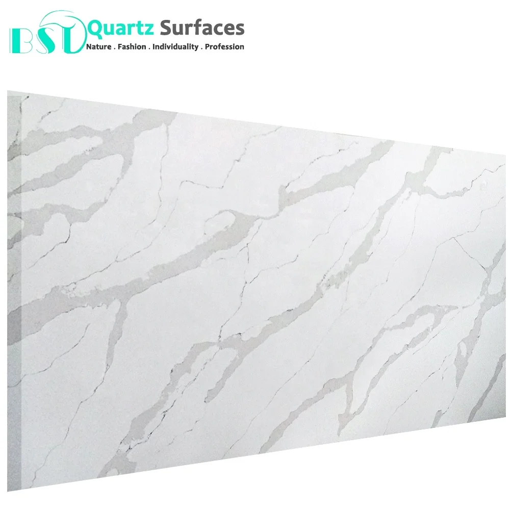 Chinese Extra Large Big Wholesale Price White Calacatta Polished Artificial Quartz Stone Slabs For Kitchen Countertop