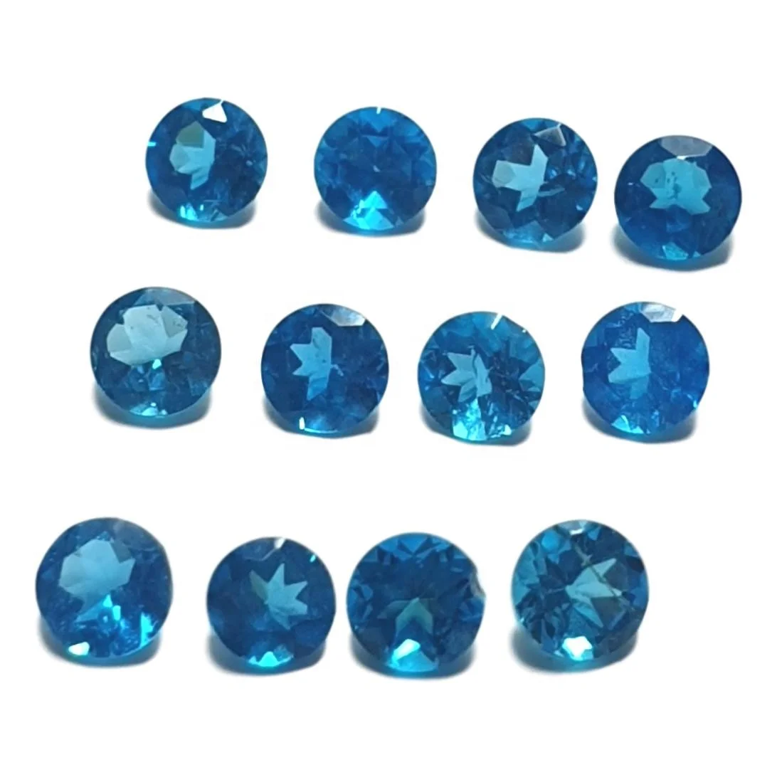 neon apatite gemstone round faceted