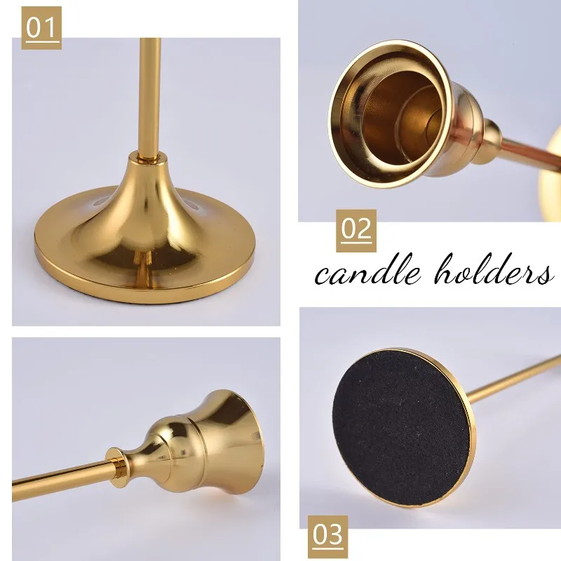 Factory Wholesale Luxury Round Bottom Fine Pole Metal Gold Candle Holder Decorative for Wedding Table Decor