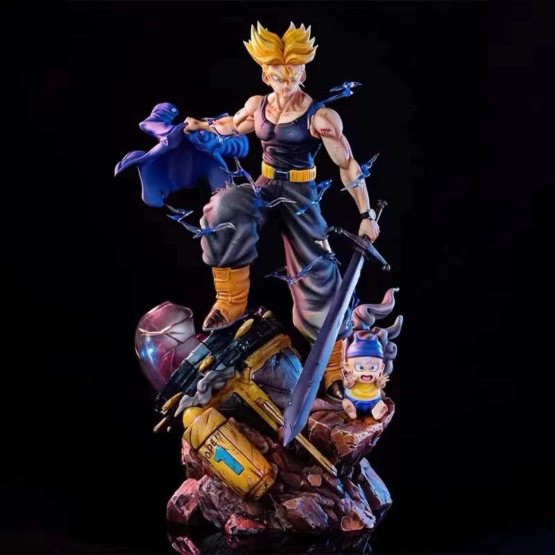 48cm Drag-on Ball Anime Figure Time Machine Future Trunks Three Heads Action Figure Statue Collect Ornament Model Doll Gift Toys