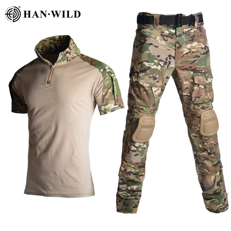 HAN WILD Tactical uniform/camouflage shirt+tactical pants/mountaineering outdoor suit