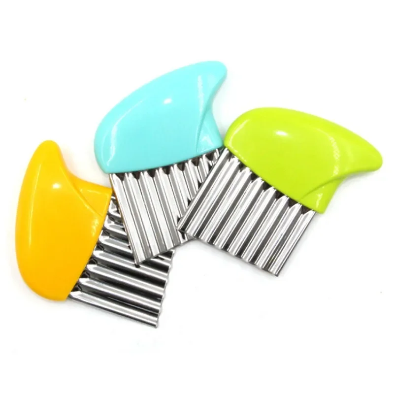 Potato Cutter Chip French Fry Maker Dough Vegetable Fruit Crinkle Wavy Slicer Knife Stainless Steel Potato Cutter Kitchen Tool