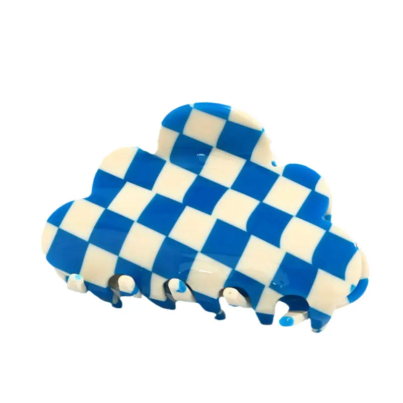 popular acetate plaid hair claw clips checkered board clutchers hair clip crab cloud large hair clamps claw clips for women