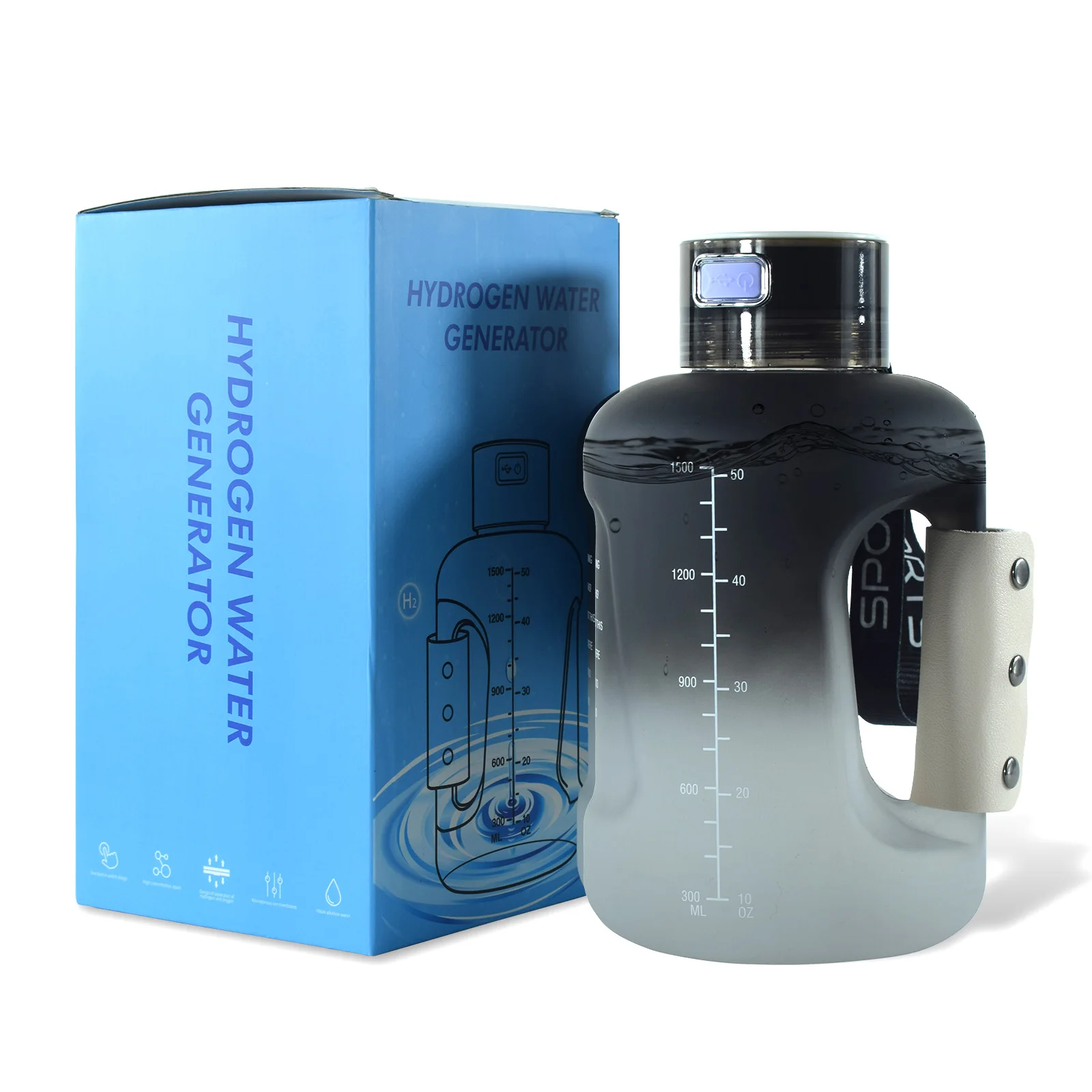 Custom Large Capacity 1.5L Hydrogen Water Bottle Alkaline Sport Water Jugs Portable Hydrogen Water Generator Production Device