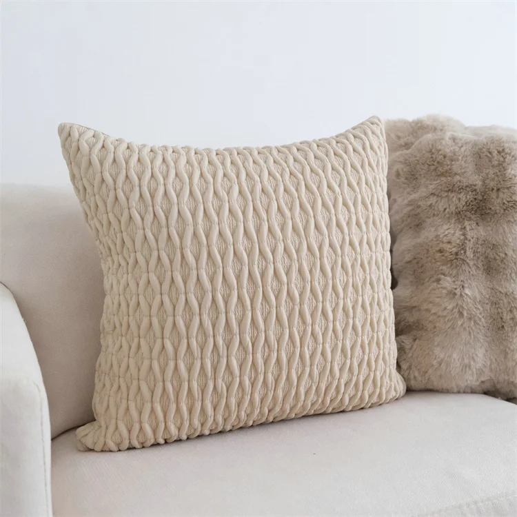 Nordic simple solid color niche ball three-dimensional pillow case Khaki Pillow case