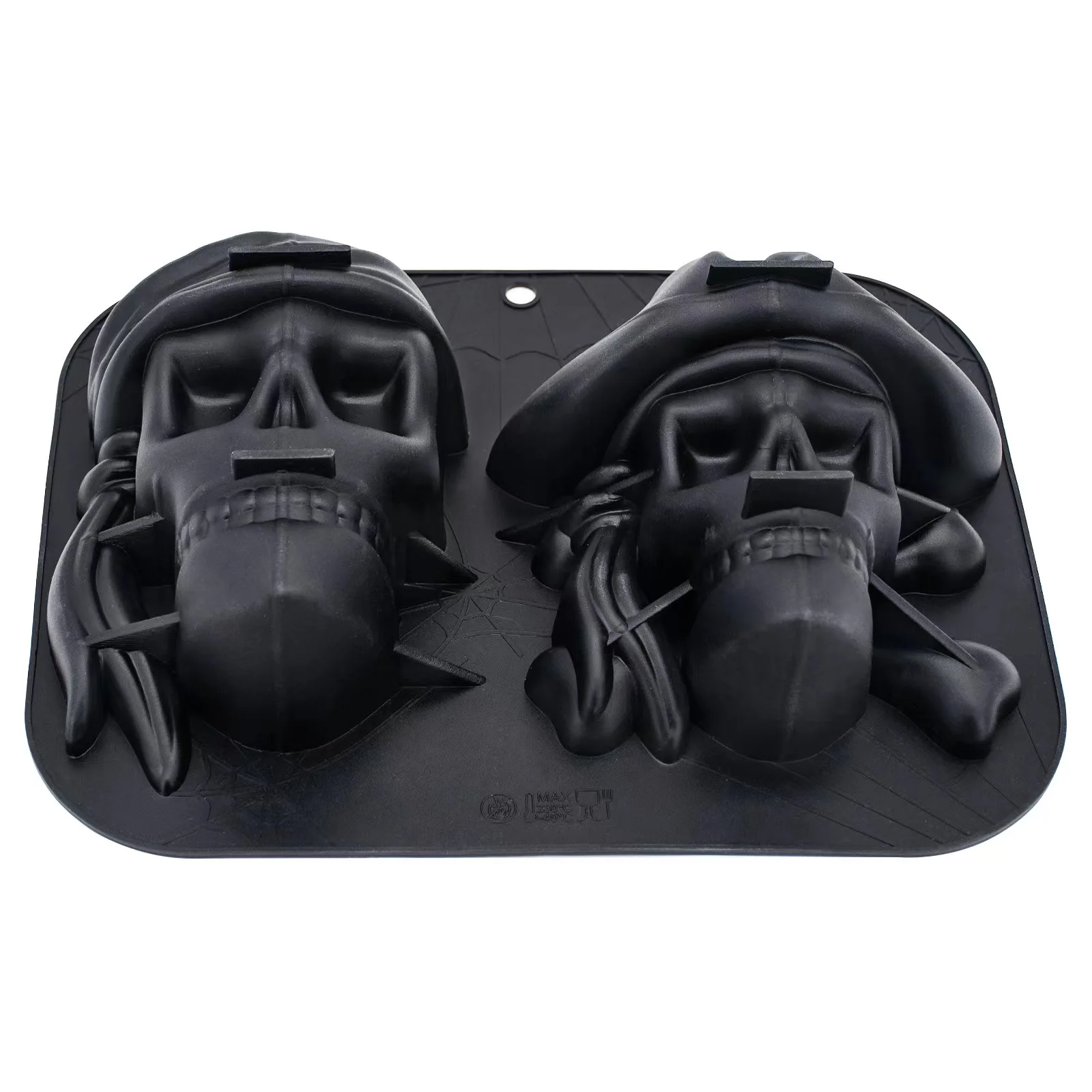 diy 3d bpa free big large ball shape chocolate creative maker soft silicone Pirate face ice cube tray mold