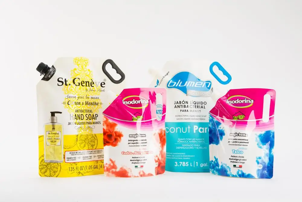 
Daily-Chemical Packaging - Laundry Liquid Soap Detergent Packaging Stand Up Spout Pouch 