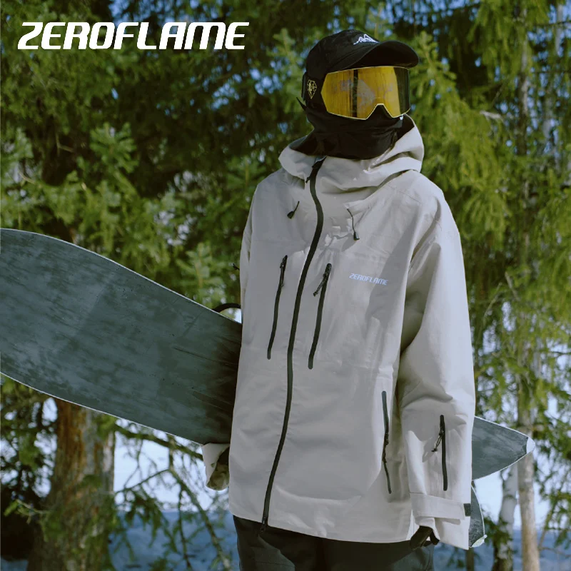 ZERO FLAME Hard Shell 3L Ski Clothes Unisex Oversize Loose New Skiing Snowboarding Climbing Couple Fashion Jacket