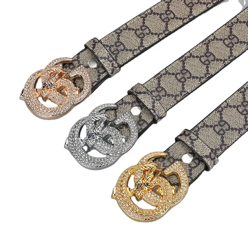 Top layer cowhide Full Diamond smooth buckle leather belt men fashion (1600548213688)