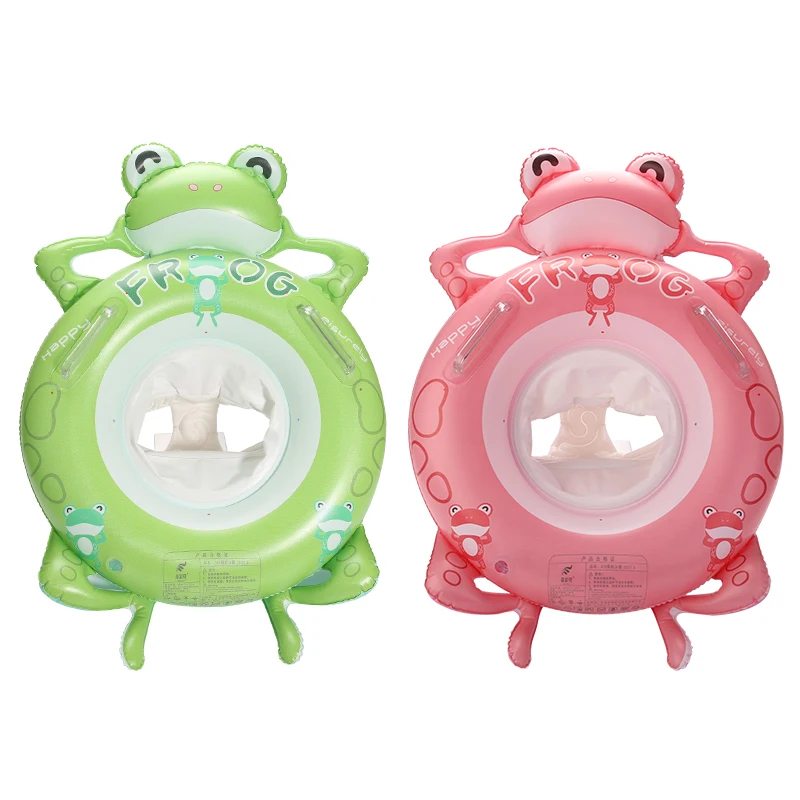 Thickened PVC Inflatable Frog Pool Float Swim Seat Ring with Handles Summer Party Swim Circle Water Toys For 1-3 Year Kids