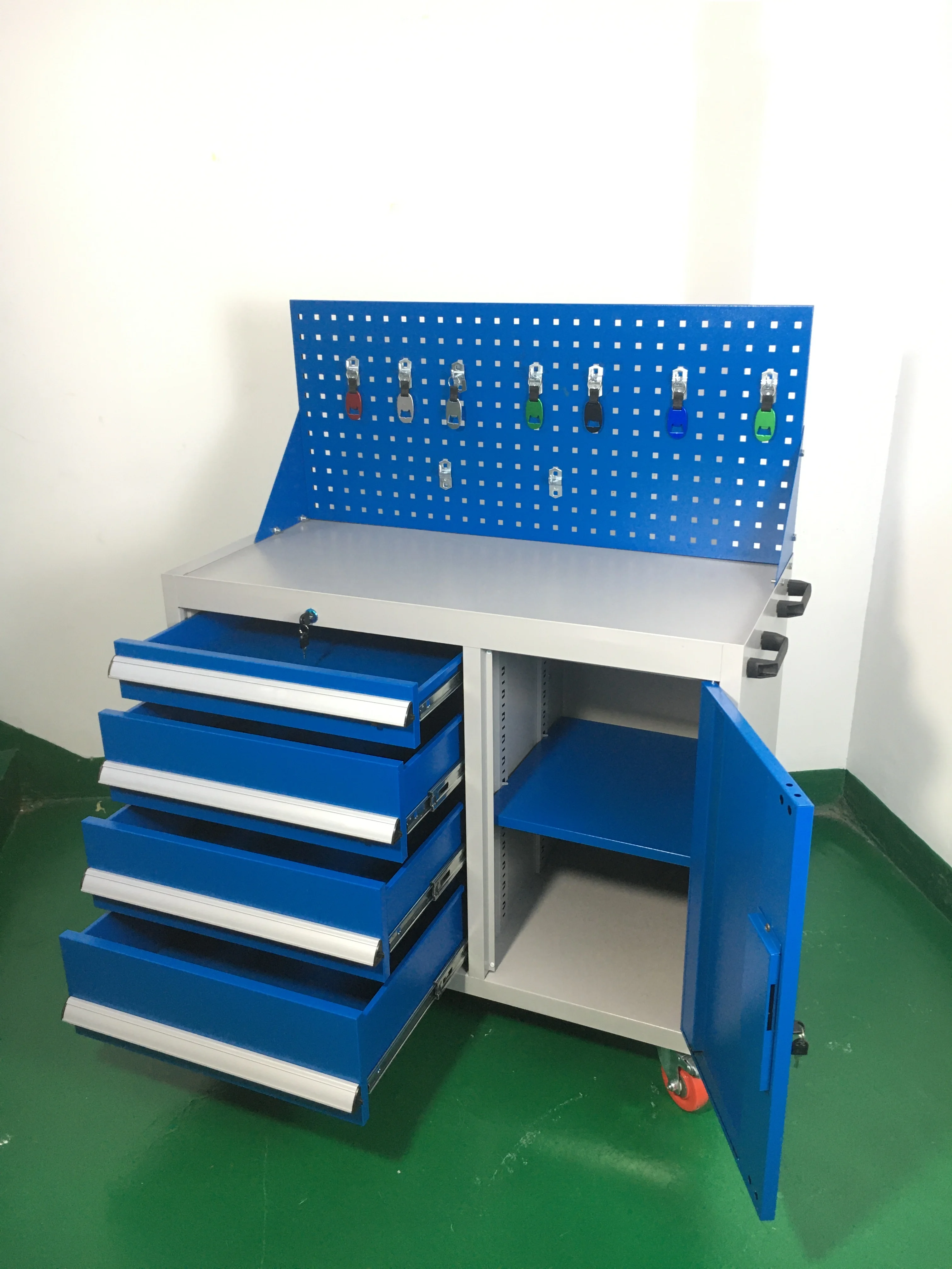 Industrial Mobile Storage Cart Steel Tool Cabinet with Wheels for Workshops Auto Repair Powder Coating Finish OEM Supported
