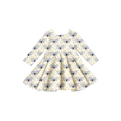 Girlymax 2022 koala bear lovely  pattern long sleeve knee length twirl baby girls Dresses