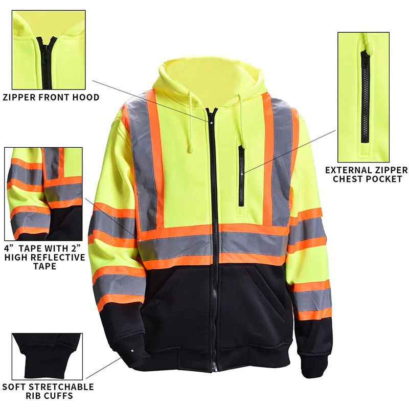 High-visibility Vanda Waterproof Outdoor Jacket  Safety Work Clothes With Detachable Lining Road Safety Reflective Jacket