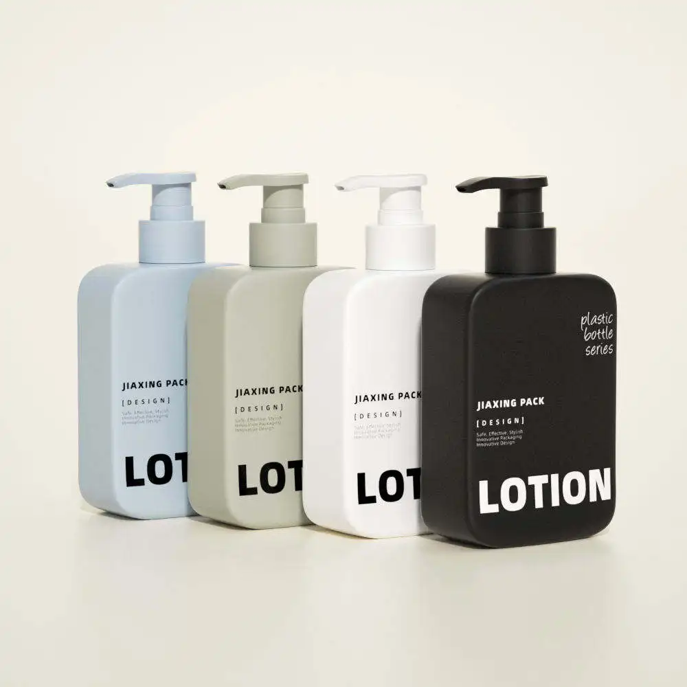 Plastic Cosmetic Packaging Bottle for Shampoo Flat Shape Cosmetic Lotion Foam Pump Plastic Bottle 300ml
