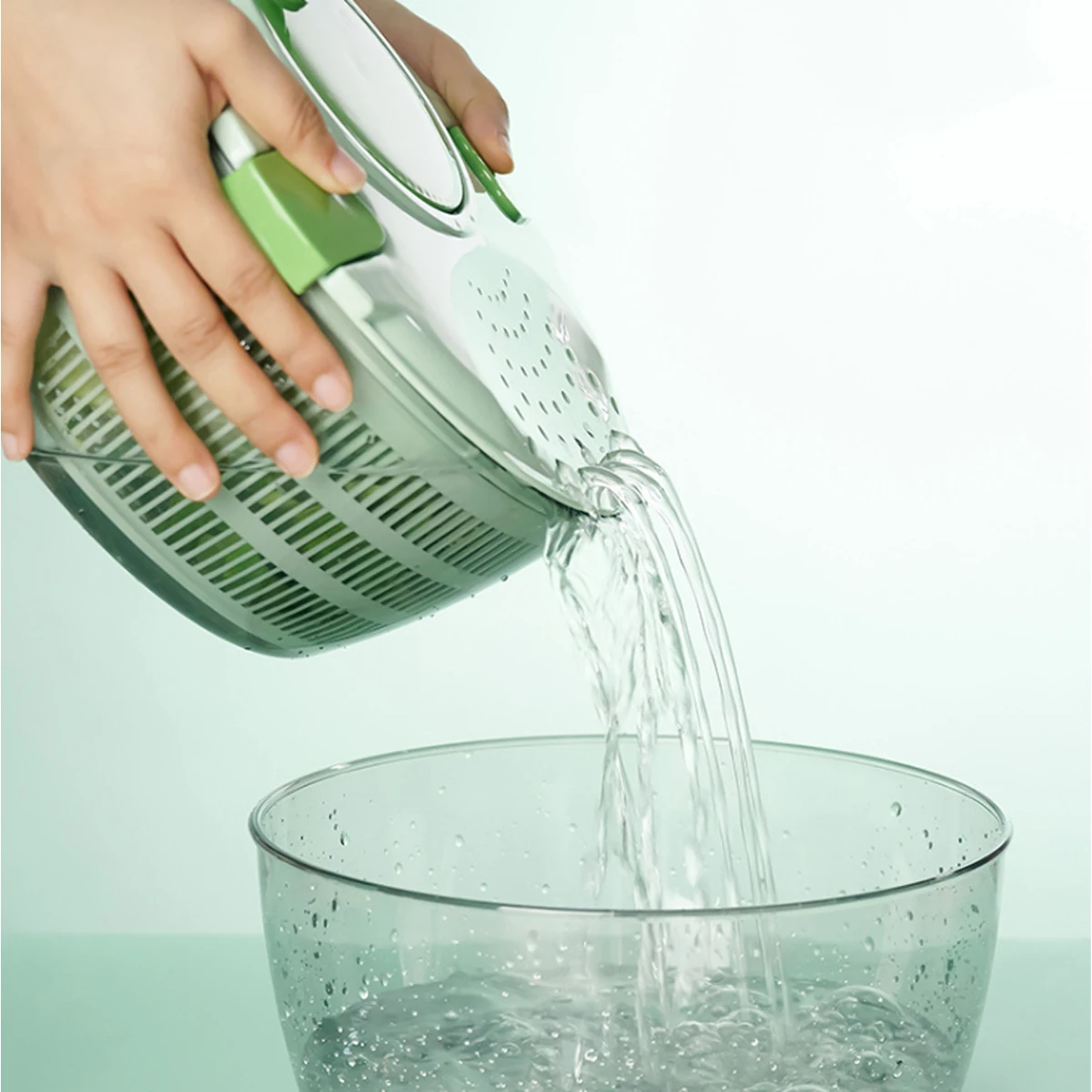 Topwill Hot Selling Household Manual Plastic fruit Mixer Salad Dryer Kitchen Salad Tool PP+PS Vegetable Spinner