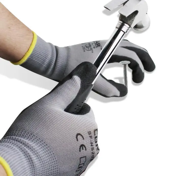 13gauge Black Sandy Nitrile Foam en388 Safety Work Gloves