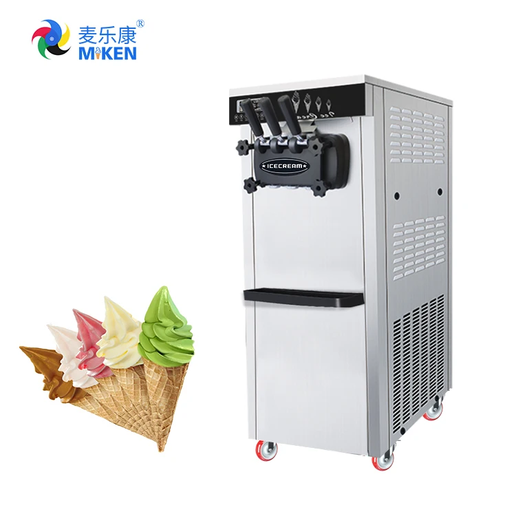 GQ-618CB 3 flavors manual Ice Cream Machine industrial self service ice cream machine with air pump