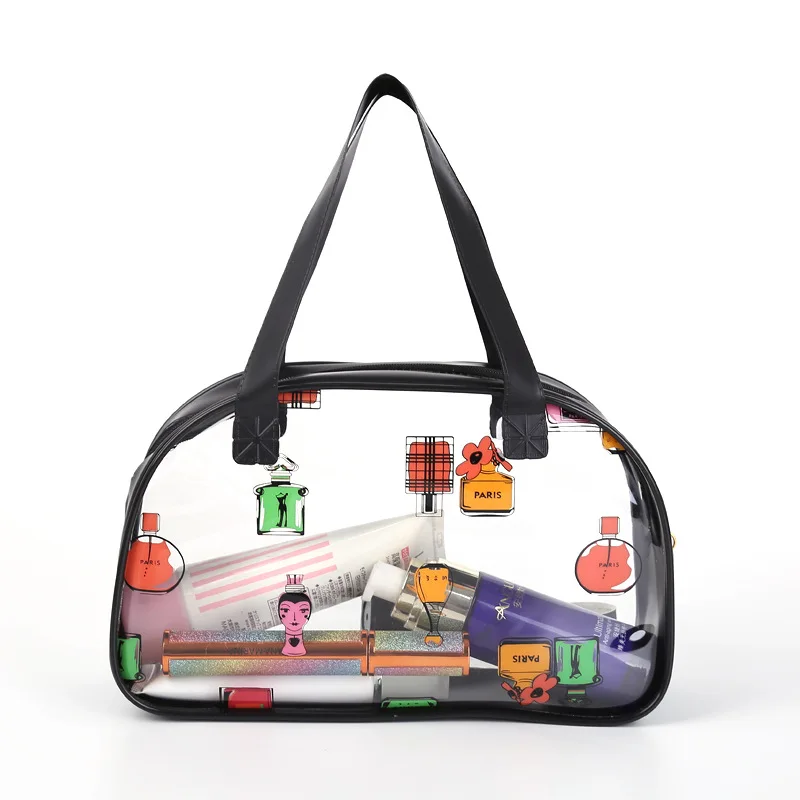 Прозрачный чехол для косметики с ручкой