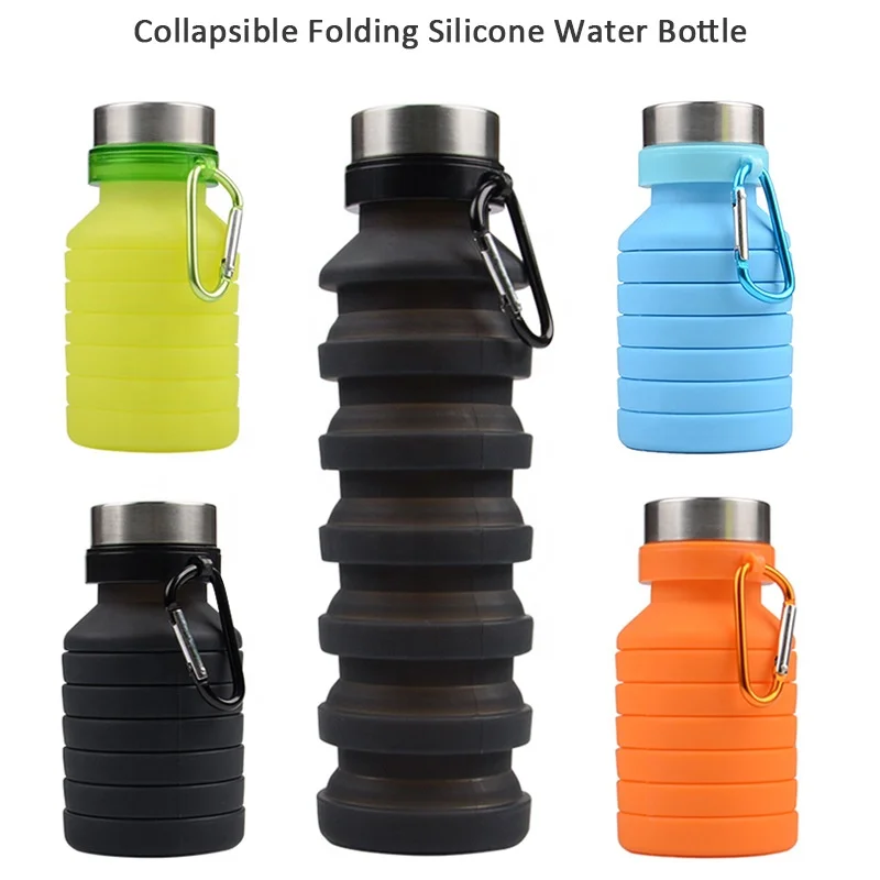 Dropshipping Product 2022 Amazon Custom 550ML Collapsible Water Bottle Portable Foldable Silicone Folding Coffee Cup