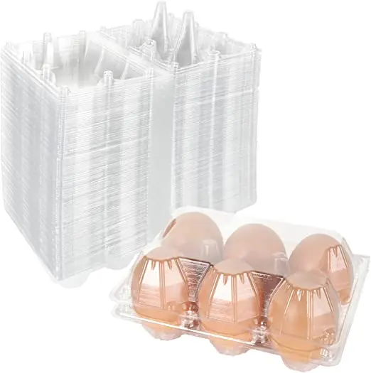 Wholesale 6 Holes Transparent Plastic Egg Box Disposable Plastic Eggs Collecting Packing Tray For Sale 6 Egg Tray