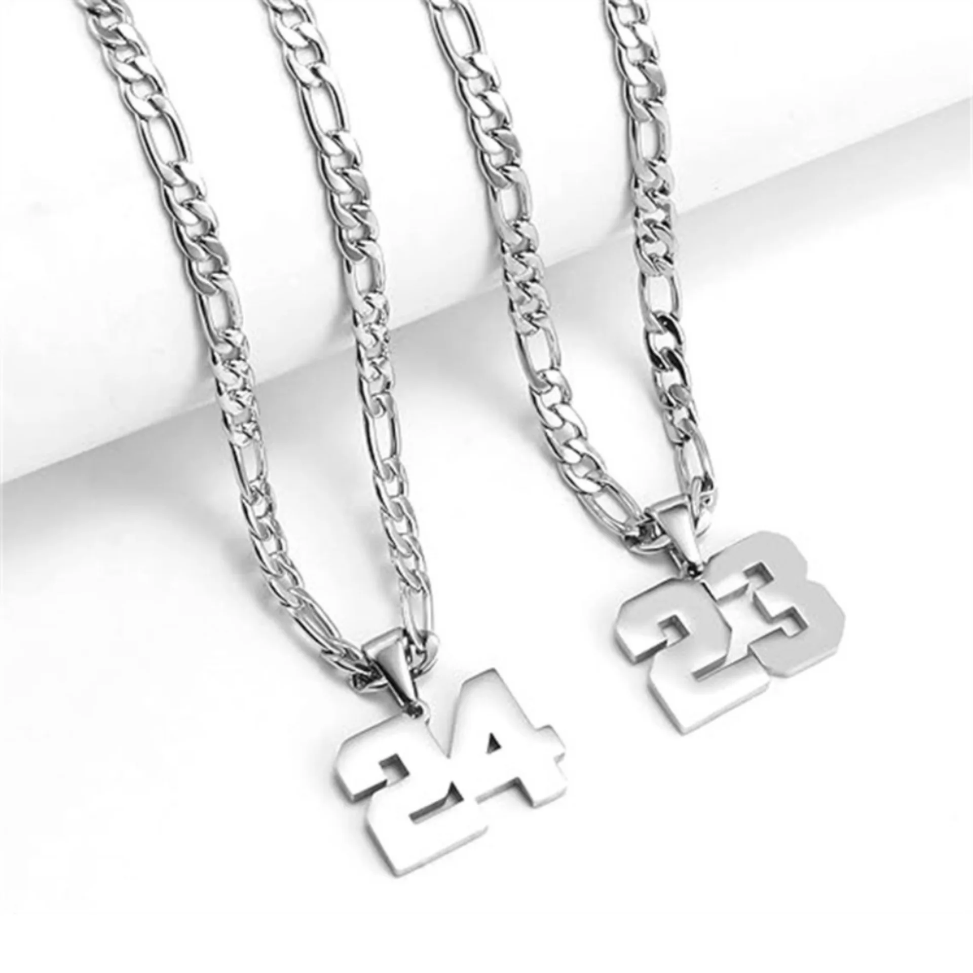 Unisex Stainless Steel Sports Digital Necklace Men Athletes Inspired Baseball/Basketball/Football Teams Number gift children