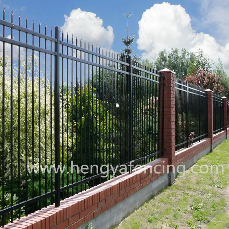Eco Friendly Outdoor Steel Pipe Grating Security Spear Top Fence Grill Design Garden Border Fencing Steel Boundary Wall Fence