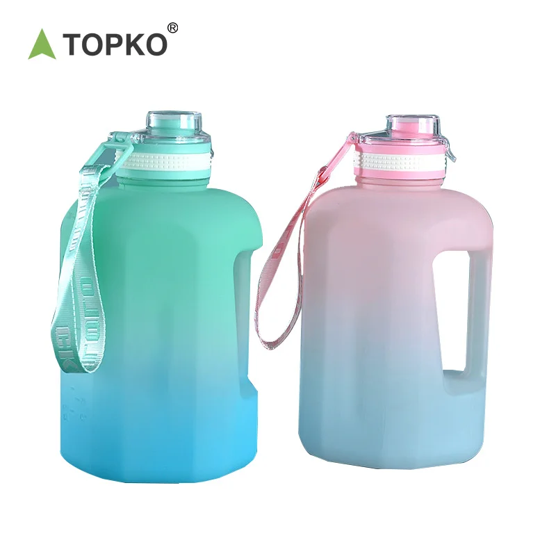 TOPKO Fitness Sports Water Bottle Big Capacity 2.2L Water Jug Outdoor Handgrip Gym Water Bottle With Lid