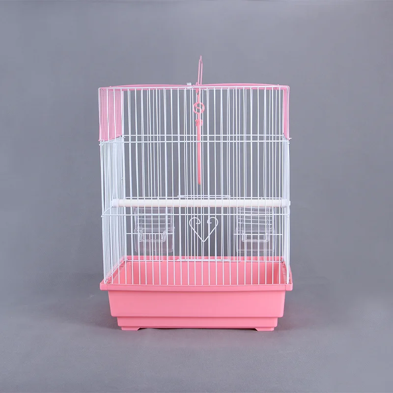 Simple portable small fashion design pink canary bird cage for sale